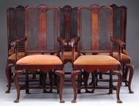 Appraisal: FINE SET OF QUEEN ANNE-STYLE CARVED CANE BACK MAHOGANY DINING