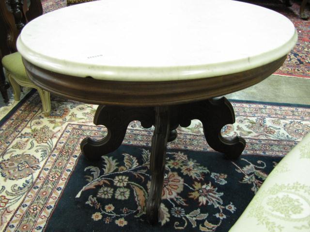 Appraisal: Victorian oval marble top table walnut base '' high ''