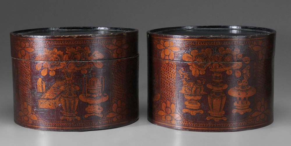 Appraisal: Pair Lidded Tea Boxes Chinese late th early th century