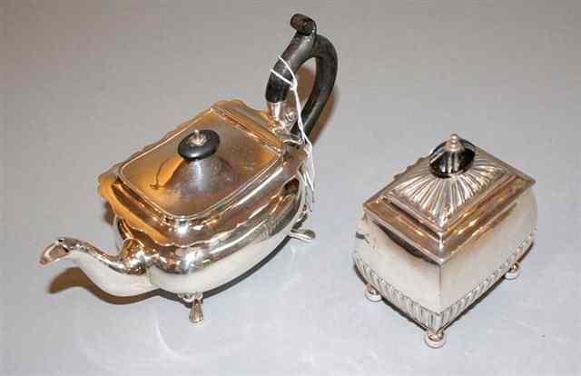 Appraisal: A SILVER BACHELORS OVAL TEAPOT with a wavy edge four