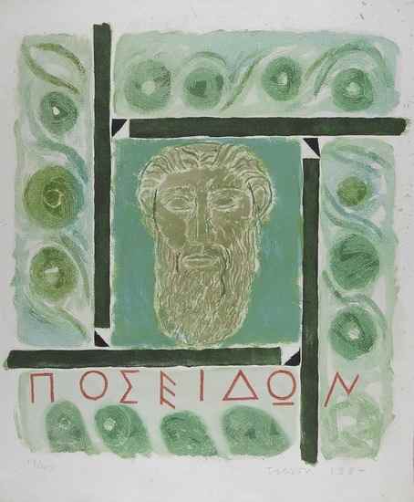 Appraisal: Joe Tilson b Mask of Poseidon etching with aquatint printed