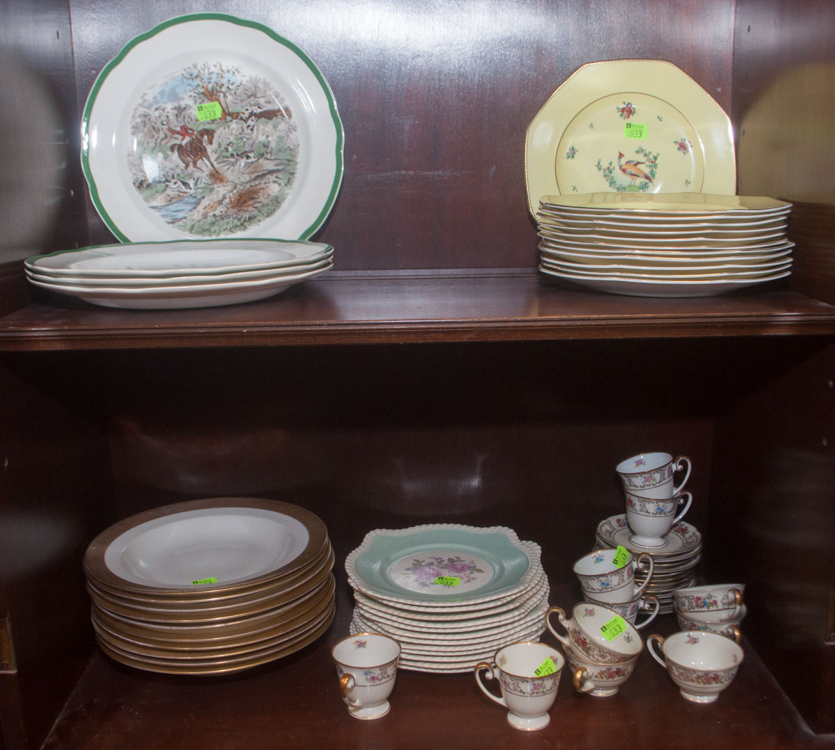 Appraisal: Two shelves of assorted china including Limoges Johnson Bros Spode