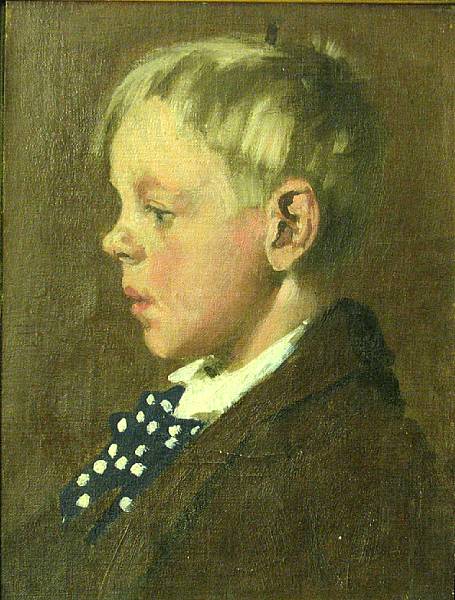 Appraisal: American School Head of a boy in profile unsigned oil