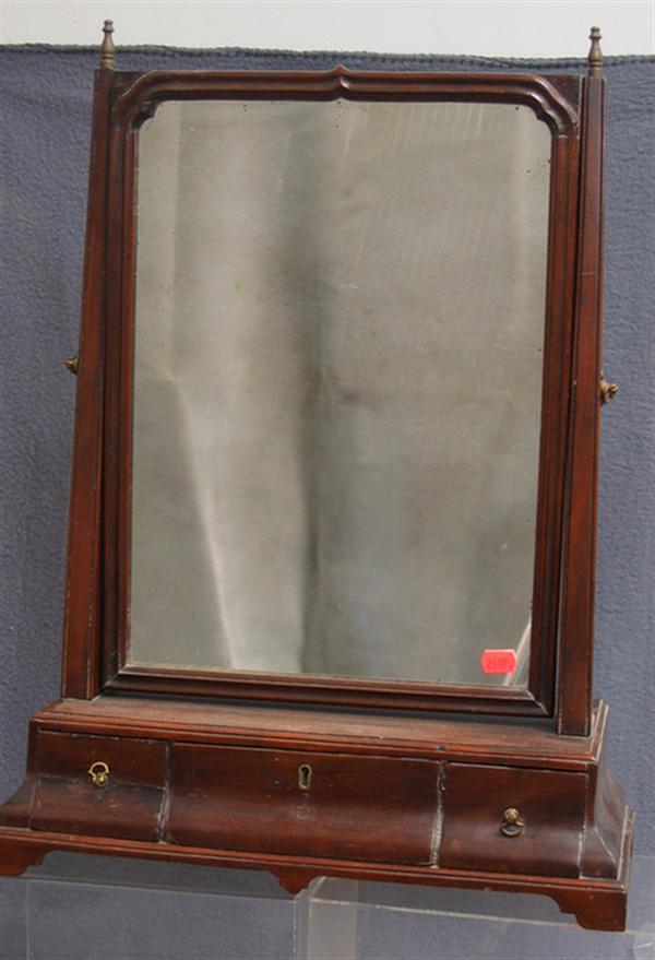 Appraisal: Mahogany Queen Anne shaving mirror with drawers English th c