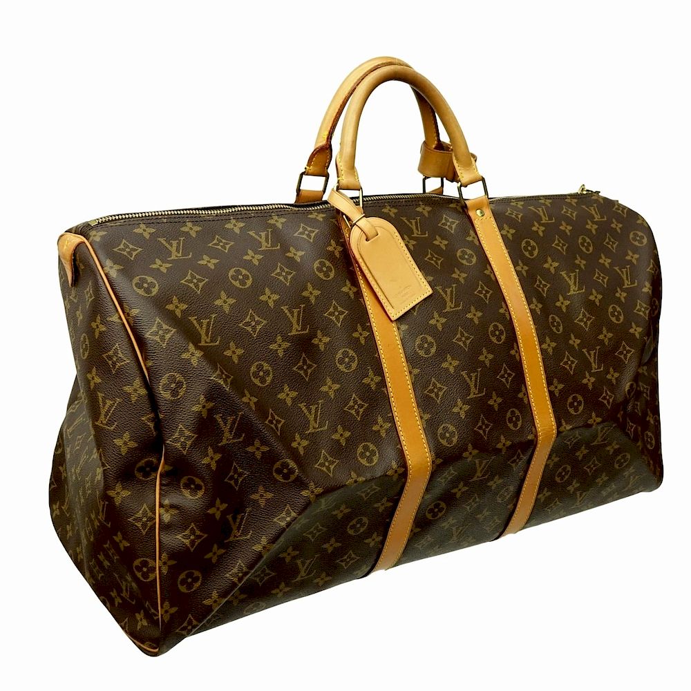 Appraisal: Louis Vuitton Brown Canvas Monogram Keepall Louis Vuitton Brown Canvas