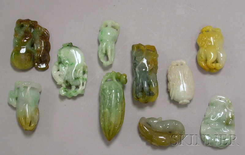 Appraisal: Ten Carved Jade Pendants and Other Items of various fruits