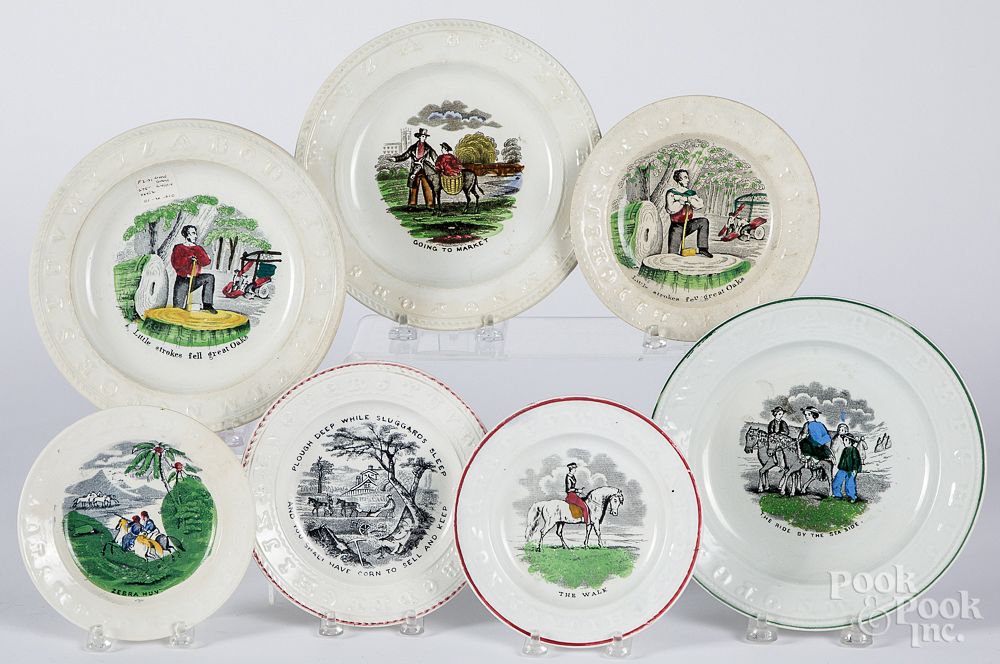 Appraisal: Seven Staffordshire ABC plates Seven Staffordshire ABC plates to include