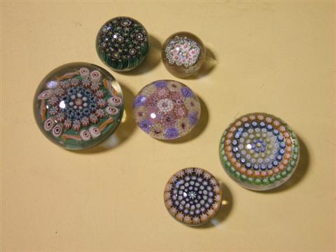 Appraisal: TWO PERTH CONCENTRIC MILLEFIORI WEIGHTS One with P cane in