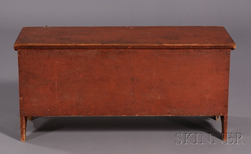 Appraisal: Small Red-painted Six-Board Chest New England late th century on