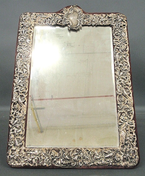 Appraisal: - Large sterling silver framed mirror h x w -