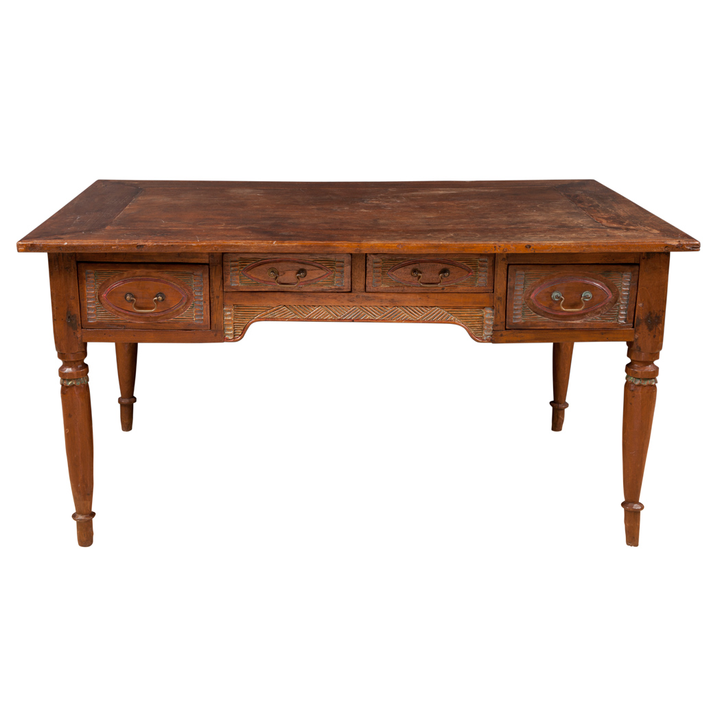 Appraisal: Colonial Painted Hardwood Writing Table Possibly Filipino The rectangular top