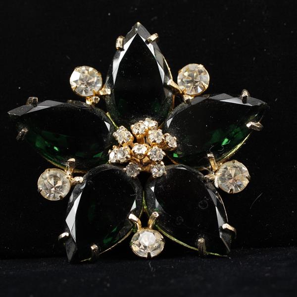 Appraisal: Vogue Jewelry Star Flower pin brooch with large emerald green