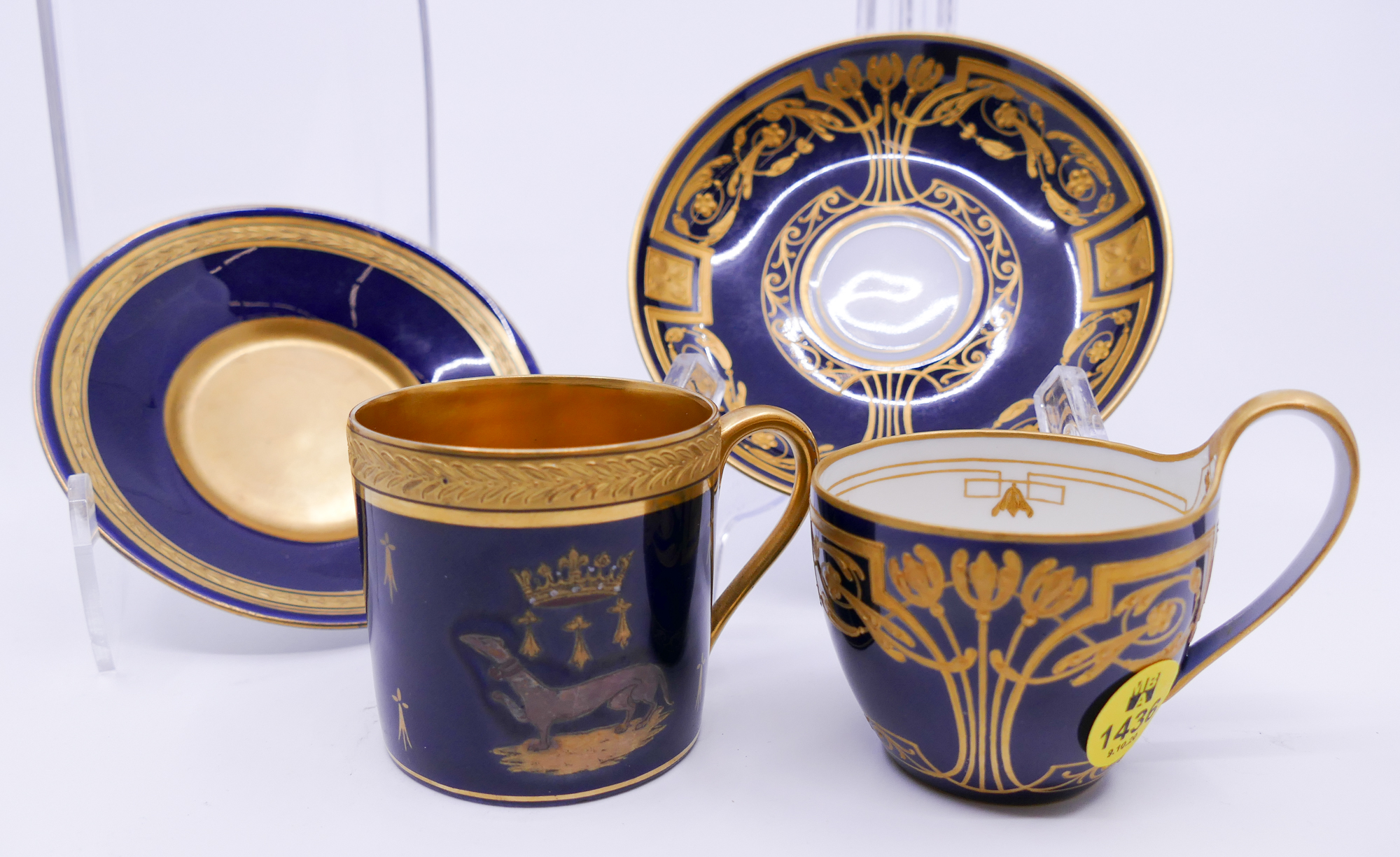 Appraisal: pc Antique Gilt Cobalt Cabinet Cup Saucer- KPM French