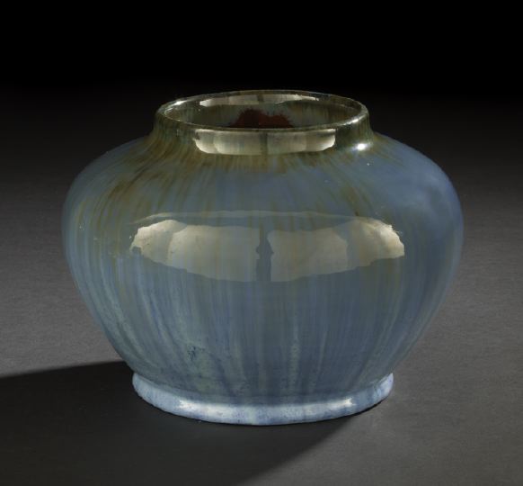 Appraisal: Fine Fulper Pottery Gloss Slate Blue and Green-Glazed Spherical Vase