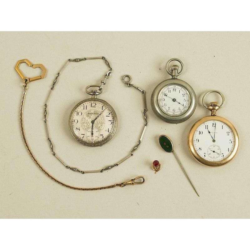 Appraisal: Pocket Watches and Jewelry Three pocket watches and jewelry comprising