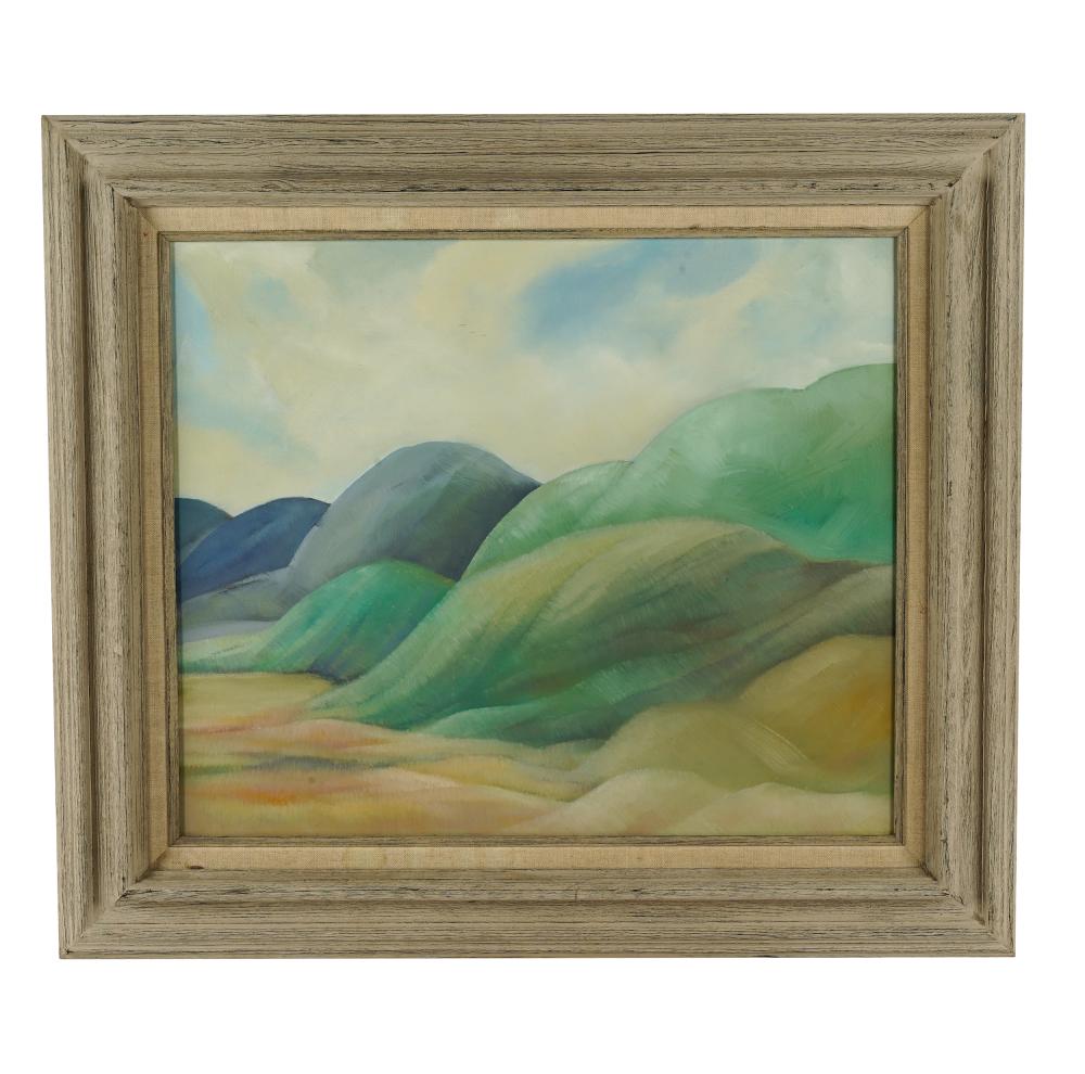 Appraisal: BARBARA BERETICH - CARESSING THE HILLS oil on canvas signed