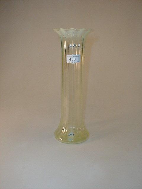 Appraisal: A vaseline glass vase ribbed flared rim