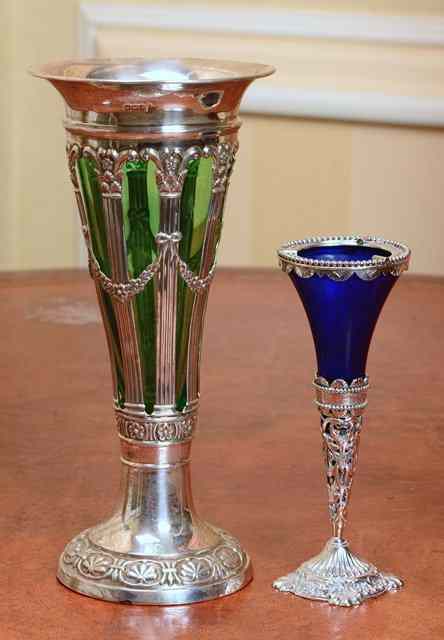 Appraisal: A GEORGE V SILVER POSY VASE with pierced sides in