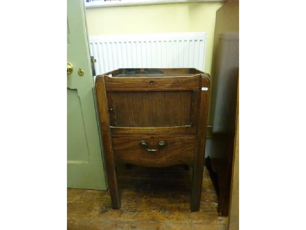 Appraisal: A Georgian mahogany tray top night commode with tambour door