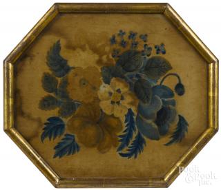 Appraisal: Pair of oil on velvet theorems of flowers th c