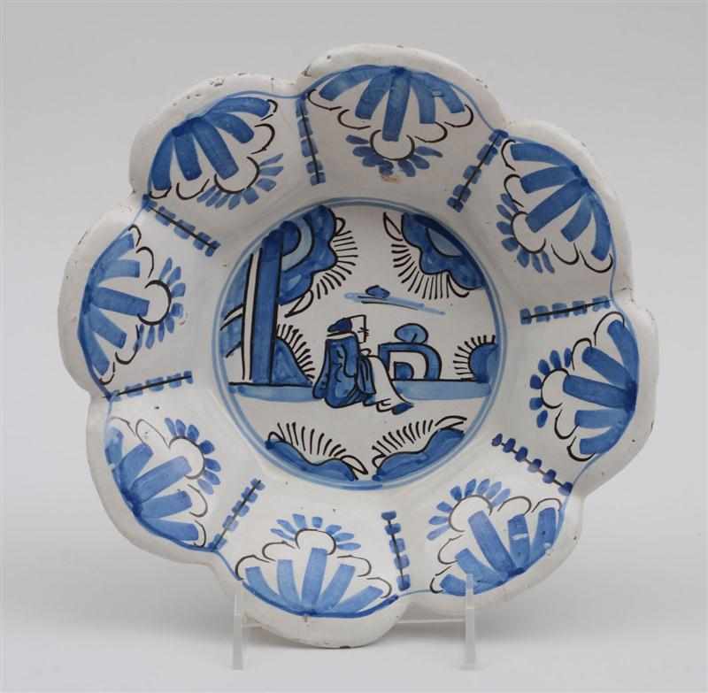 Appraisal: ENGLISH DELFT BLUE AND WHITE LOBED DISH Probably London possibly