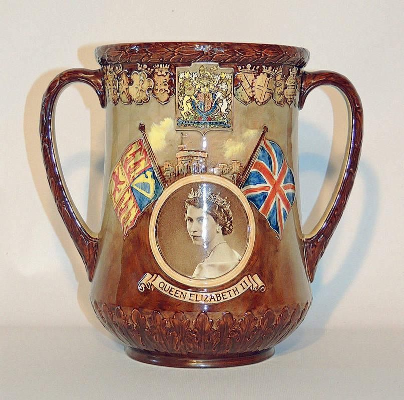 Appraisal: Royal Doulton Loving Cup Commemorating the coronation of Queen Elizabeth