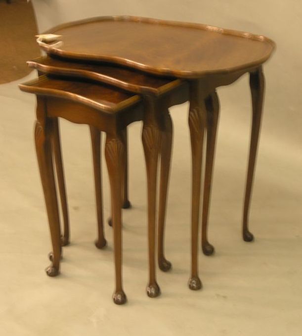 Appraisal: A reproduction mahogany nest of three tables kidney shape and