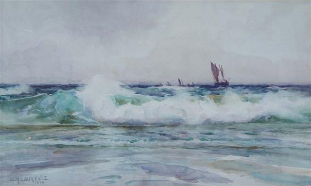 Appraisal: SYDNEY MORTIMER LAURENCE - - Coastal view with sailing vessels