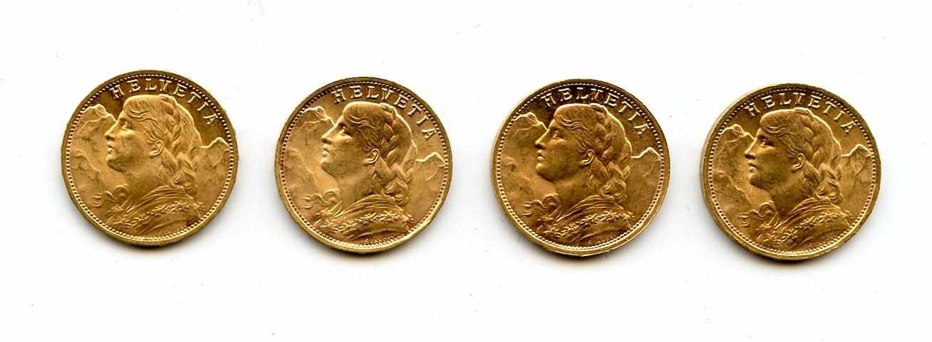 Appraisal: Switzerland Gold Francs Fr Includes and All possess full mint