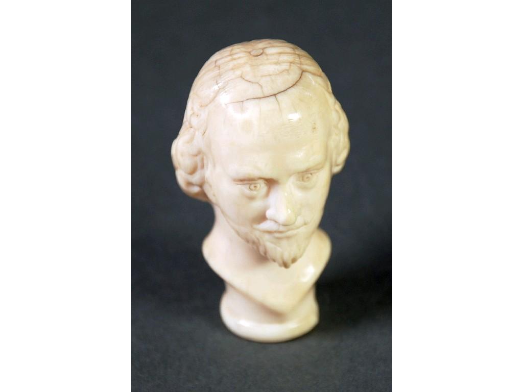 Appraisal: NINETEENTH CENTURY PROBABLY EUROPEAN CARVED IVORY WALKING STICK HANDLE HEAD