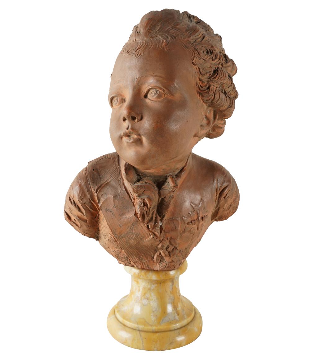 Appraisal: CONTINENTAL SCHOOL TERRACOTTA BUST OF A BOYsigned illegibly to rear