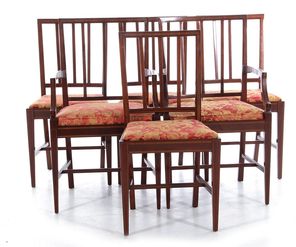 Appraisal: Hepplewhite style inlaid mahogany dining chairs arm and sides BH