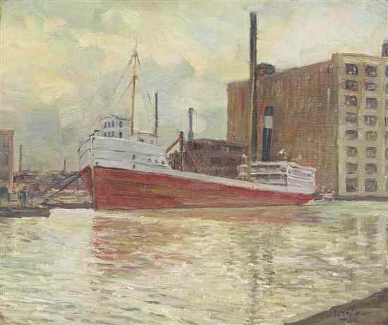 Appraisal: Walter Ufer American - Petrol Boat in the River oil