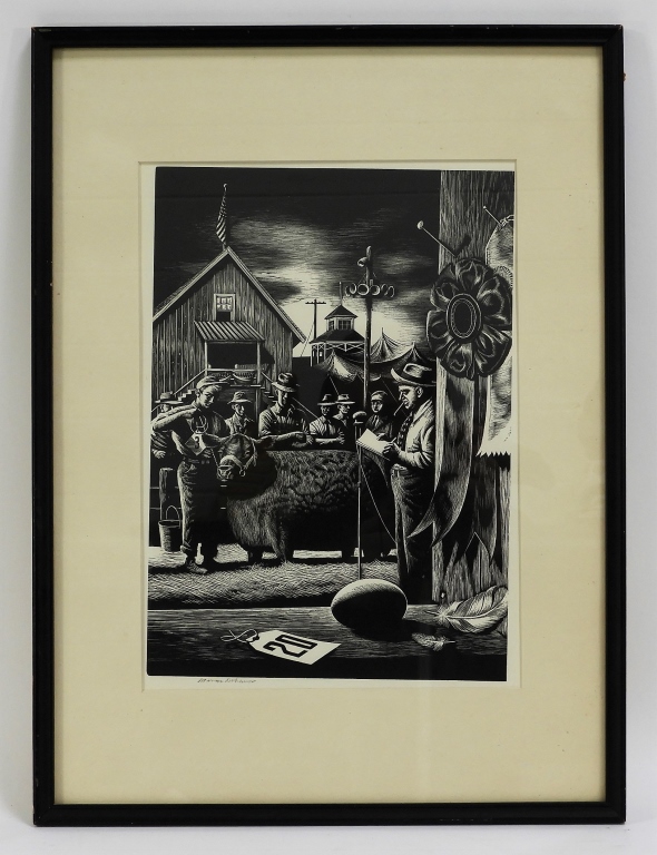 Appraisal: STEVAN DOHANOS STATE FAIR WOOD ENGRAVING Connecticut Ohio - State