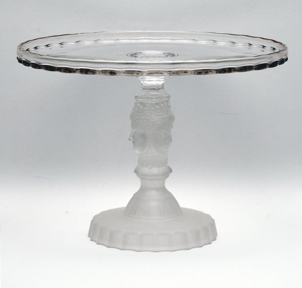 Appraisal: Early American Pattern Glass Three Faces cake plate frosted pedestal