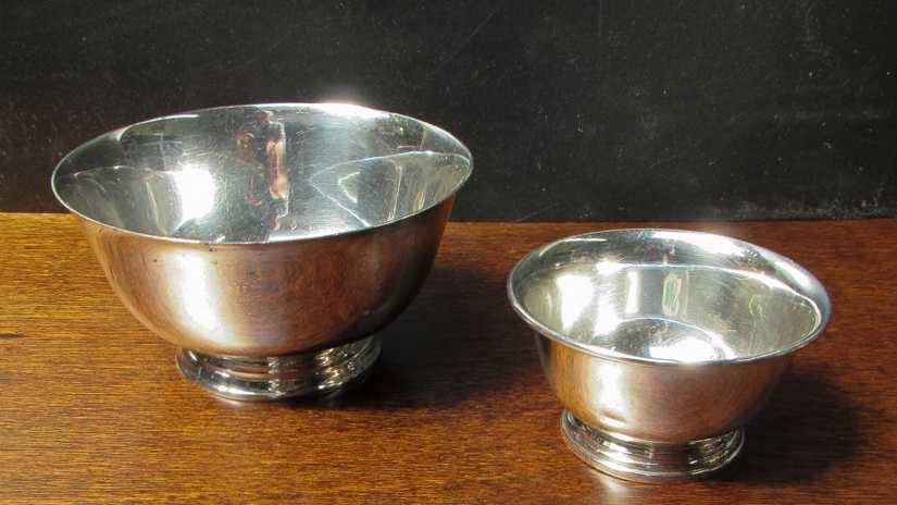 Appraisal: TWO STERLING SILVER FOOTED BOWLS the larger a Paul Revere