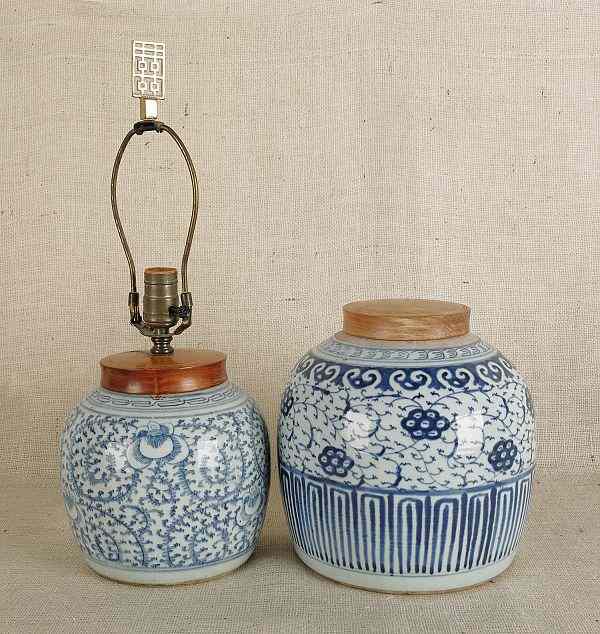 Appraisal: Two Chinese blue and white ginger jars h and h