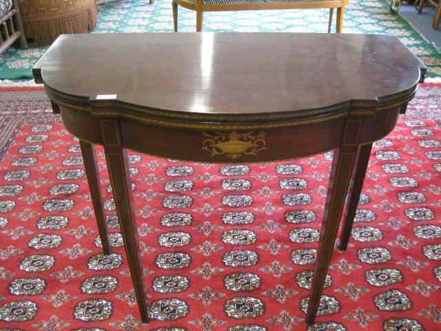 Appraisal: Fine Inlaid Mahogany Game Table Sheraton style '' tall ''