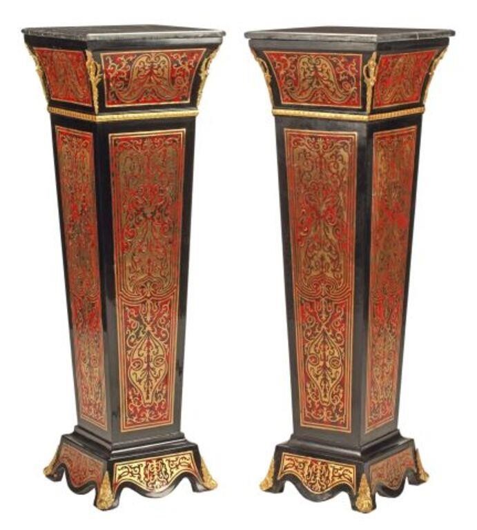 Appraisal: LOUIS XIV STYLE ORMOLU-MOUNTED PEDESTALS pair Louis XIV style pedestals