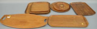 Appraisal: Lot of eight mixed teak serving trays including Dansk x