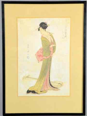 Appraisal: A Good Japanese Woodblock PrintDepicting a geisha signed and sealed