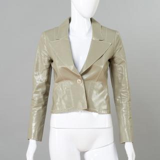 Appraisal: Chanel Couture gray leather crop jacket Chanel Couture gray leather