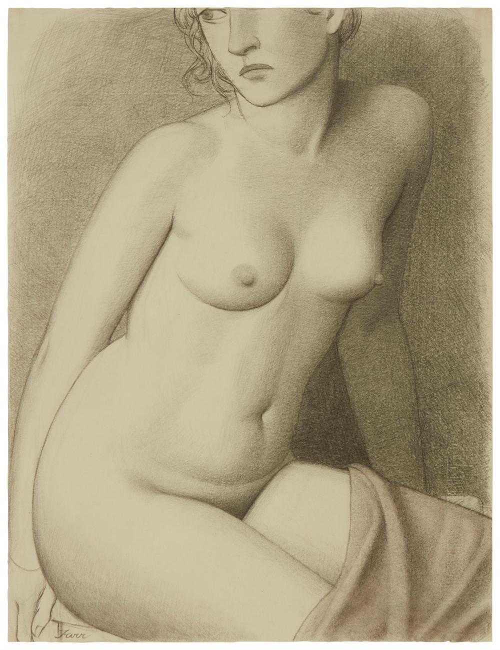 Appraisal: CHARLES GRIFFIN FARR - NUDE STUDY OF A WOMAN GRAPHITE