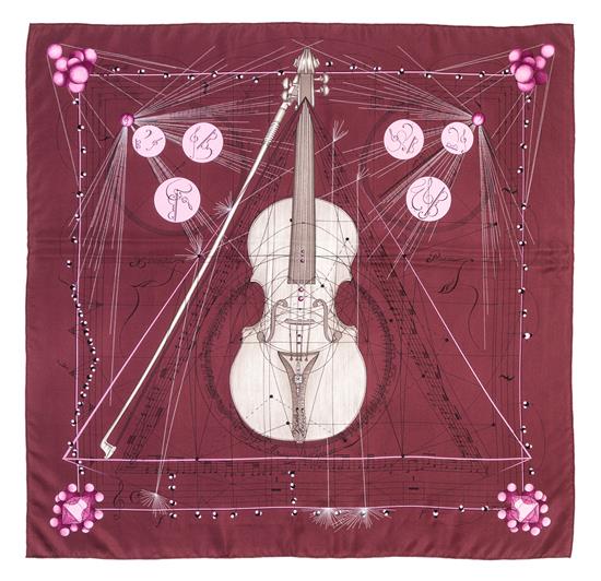 Appraisal: Sale Lot An Hermes cm Silk Scarf La Musique des