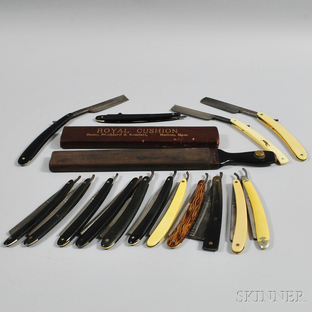 Appraisal: Group of Mostly Boston-related Straight Razors including three boxed razors