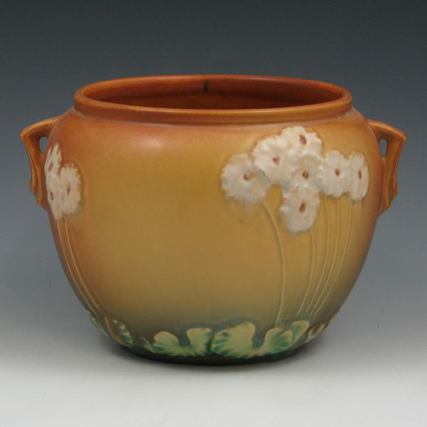 Appraisal: Roseville Primrose brown jardiniere Marked Roseville - Mint tall by