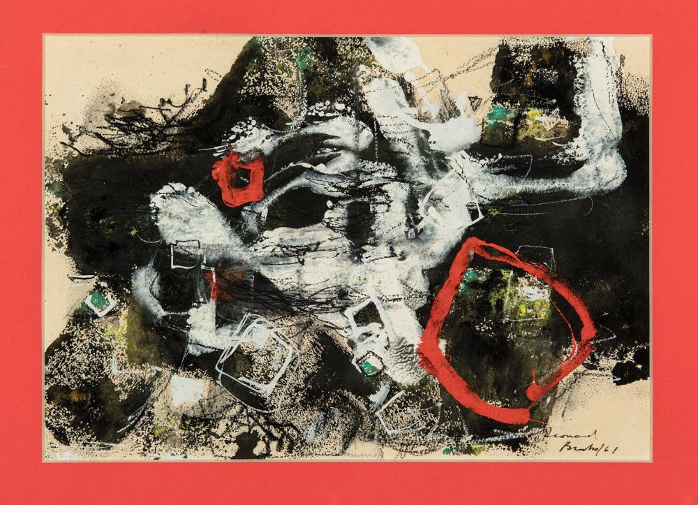 Appraisal: Leonard Brooks Canadian Mexican - Red Circle gouache on paper