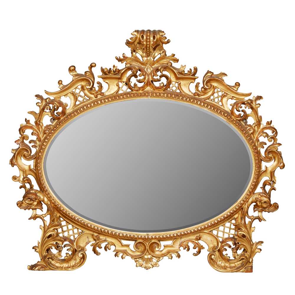 Appraisal: VICTORIAN ROCOCO REVIVAL GILTWOOD MIRROR MID TH CENTURY the oval