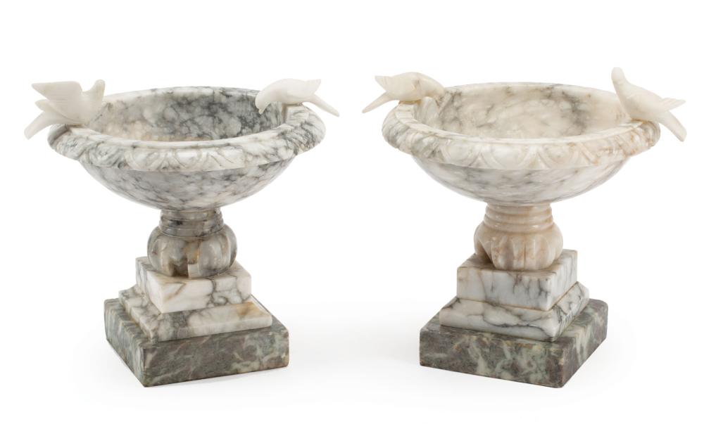 Appraisal: Pair of Italian Carved Marble Compotes in the form of