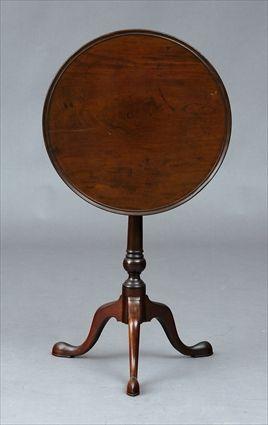 Appraisal: CHIPPENDALE MAHOGANY TILT-TOP CANDLESTAND The molded top on bird cage